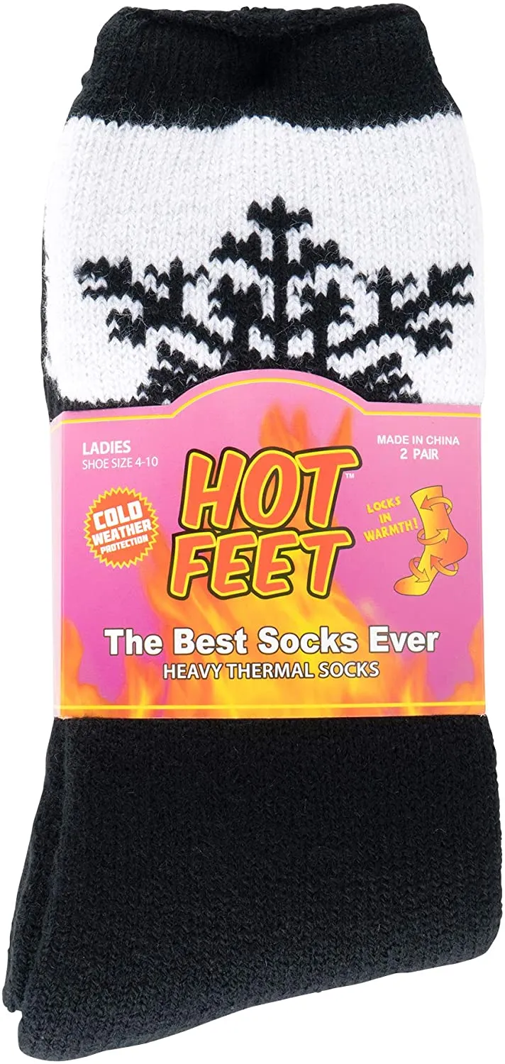 Women's 2 Pack Warm Cozy Thermal Socks - Thick Insulated Crew for Cold Winter Weather, Shoe Size 4-10