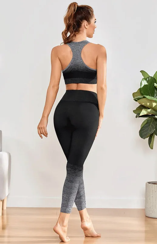 Women's Seamless Activewear Crop Vest And Leggings Gym Set