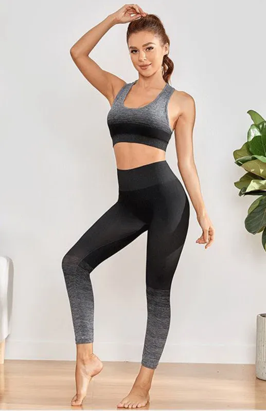 Women's Seamless Activewear Crop Vest And Leggings Gym Set