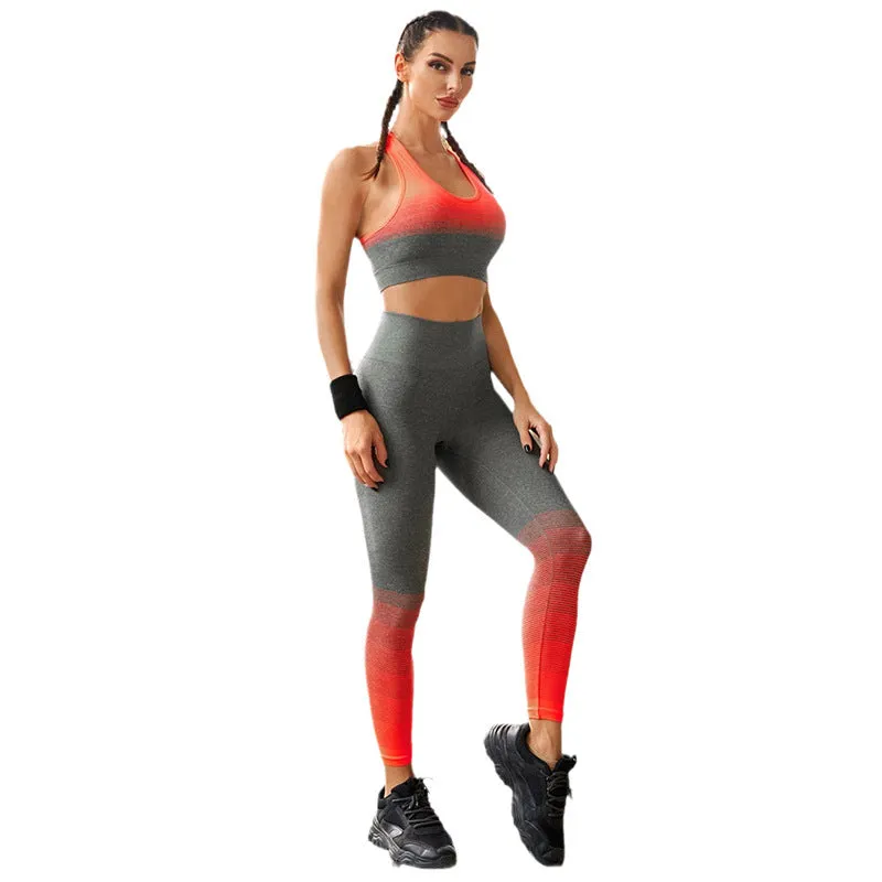 Women's Seamless Activewear Crop Vest And Leggings Gym Set