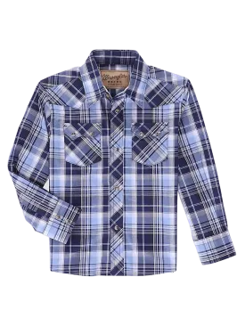 Wrangler Kid's Retro Western Snap Plaid Shirt